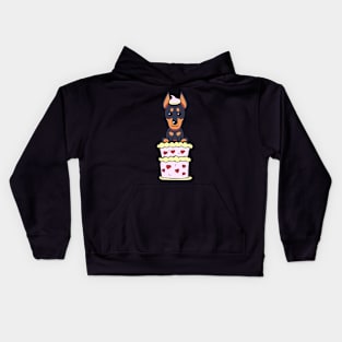 Guard dog Jumping out of a cake Kids Hoodie